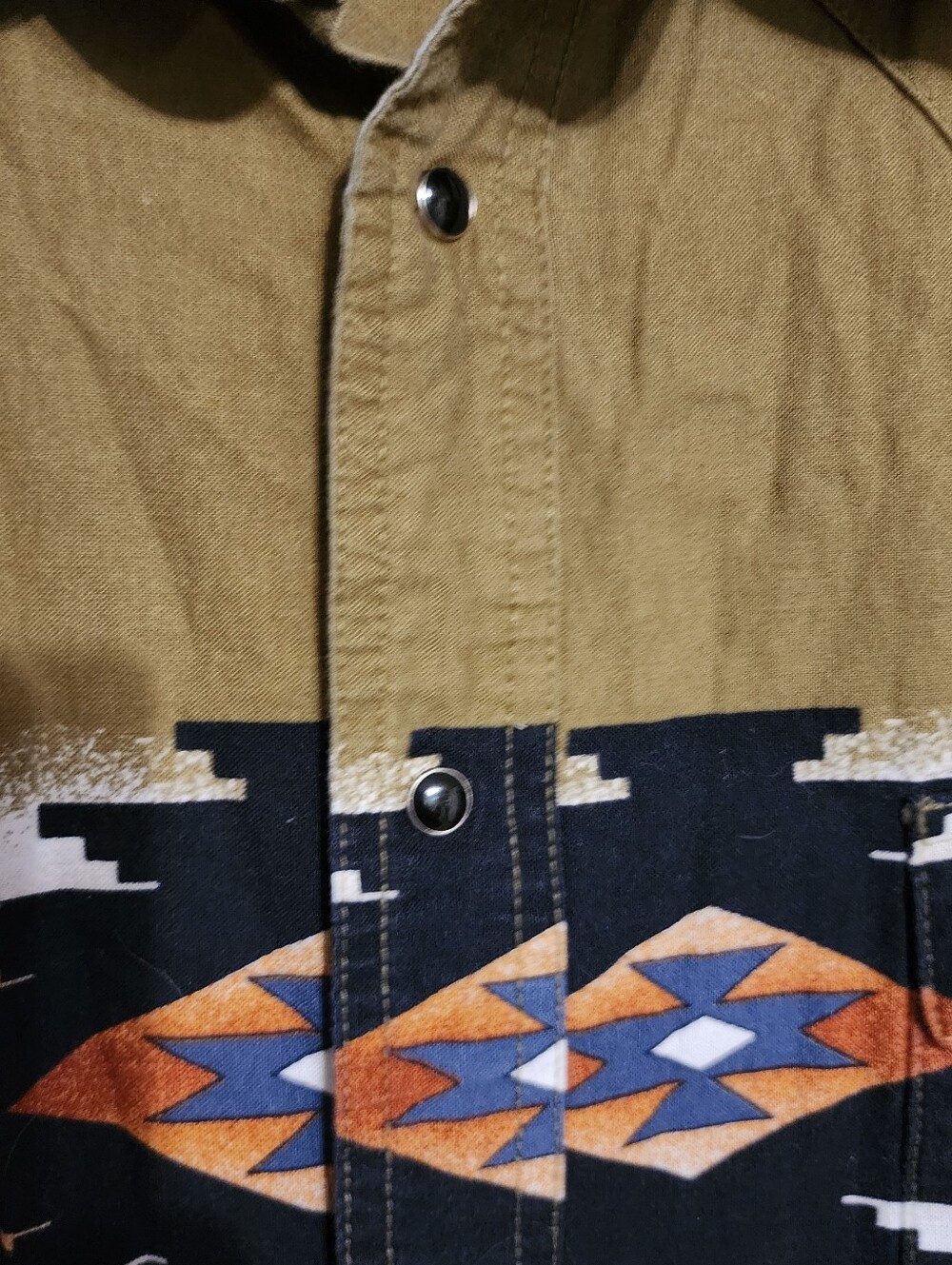 Vintage Wrangler Rustler Center Southwestern Aztec Print Short-Sleeve Snap XLT - Picture 6 of 10
